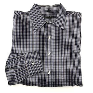 Piattelli Barneys Blue Brown Check Button Shirt
